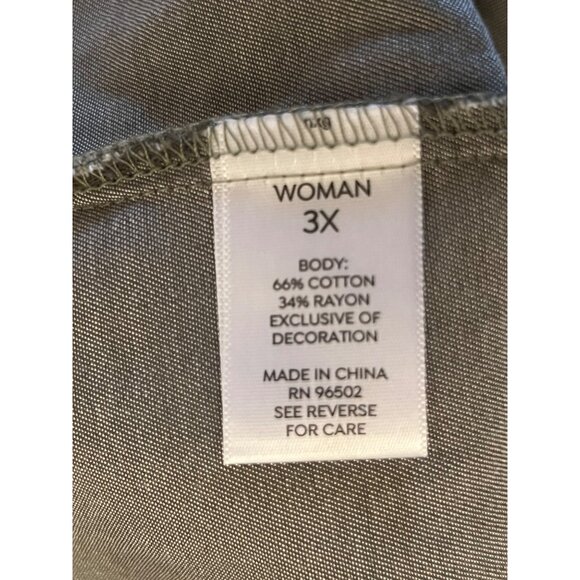 NWT Westport Women 3X Button-Up Shirt Olive Embroidered Pockets Roll-Tab Sleeve - Picture 13 of 16